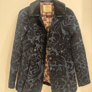 Free People Black and Blue Velvet Jacket